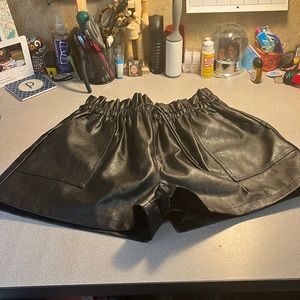 Black pleather shorts